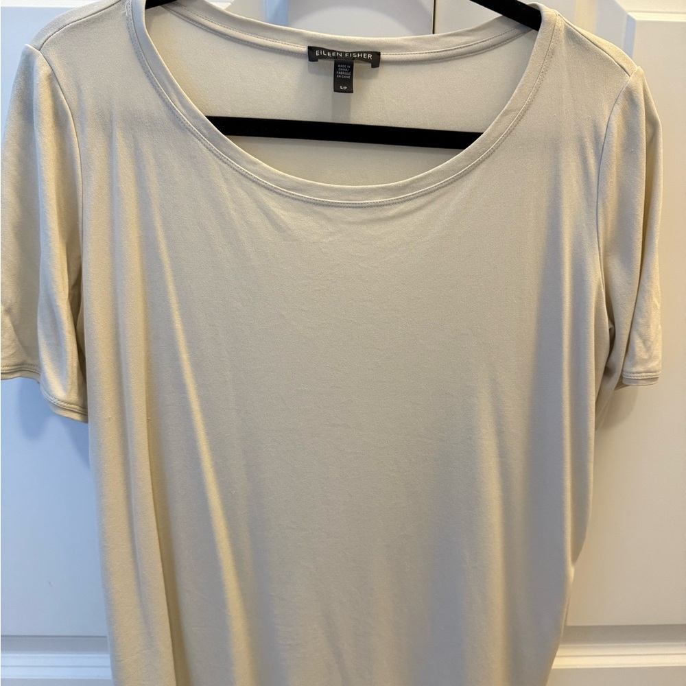 Eileen Fisher Cream Short Sleeve Tee